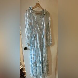 Anthropologie Blue Tiered Buttoned Sundress